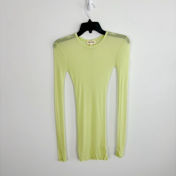 GRLFRND Long Sleeve Mesh Tee in Electric Lime Size XS - Picture 3 of 12